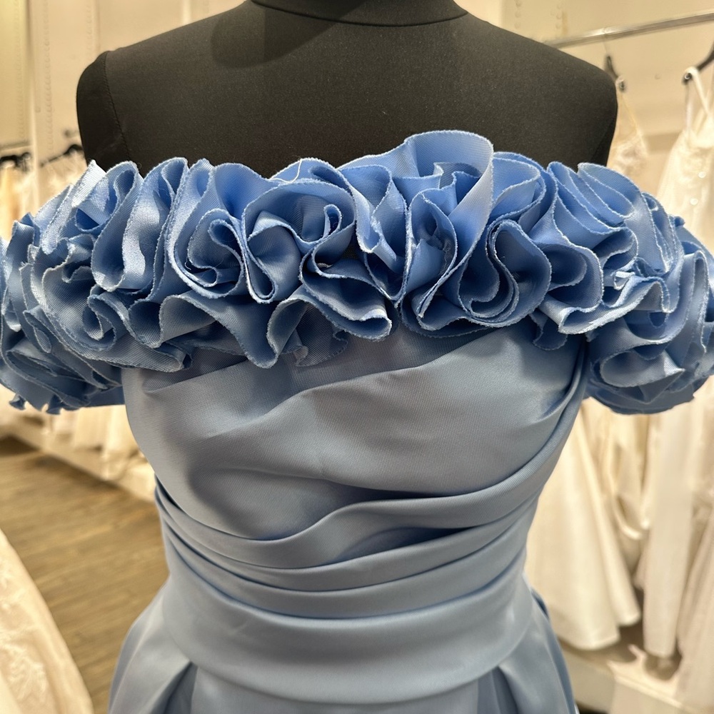 Moonlight Bridal Light Blue Off-Shoulder Wedding Dress - Picture 3 of 8